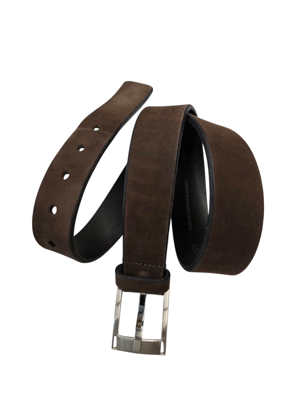 Donald J. Pliner Dark Brown Suede Belt with Silver Buckle